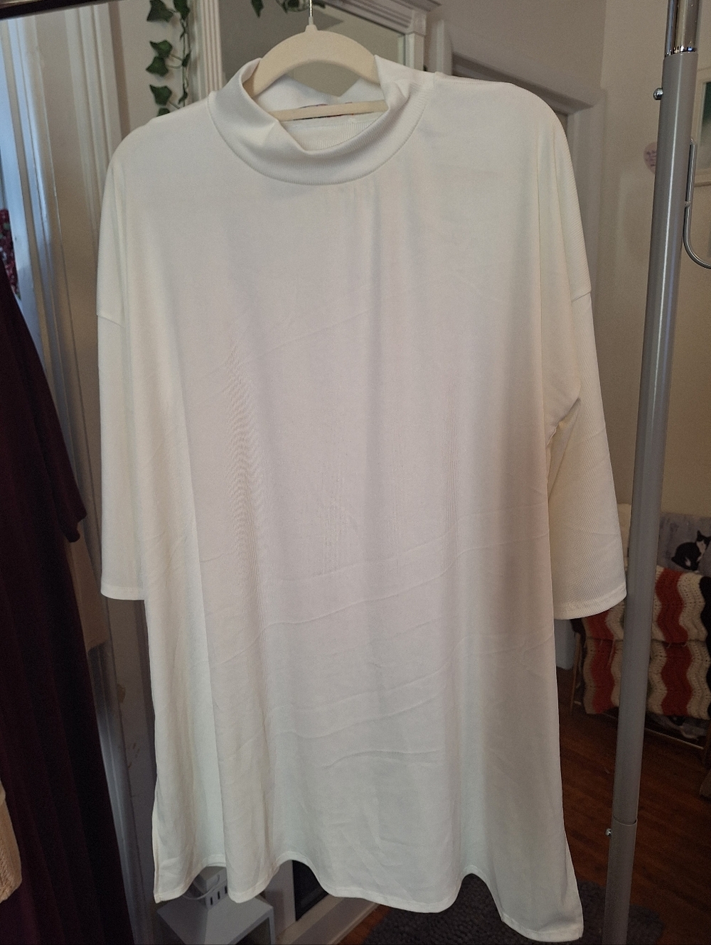 Mock Neck Micro-rib Tunic Top